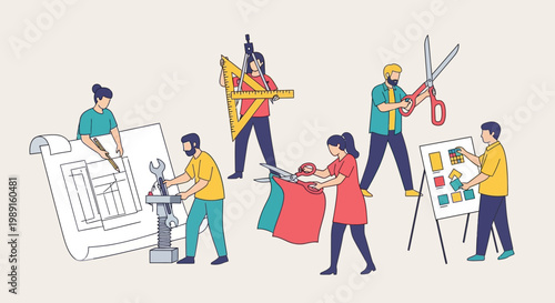 People working in creative team.