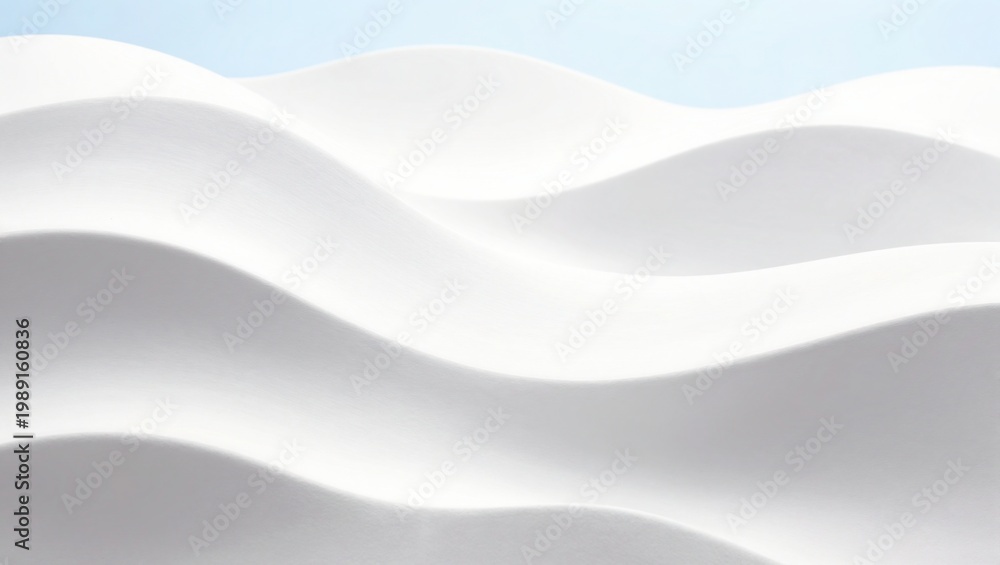 Obraz premium Minimal white sculpted wave forms on light background