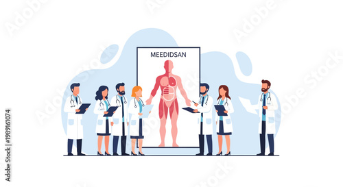 Medical Team Human Body Diagram.
