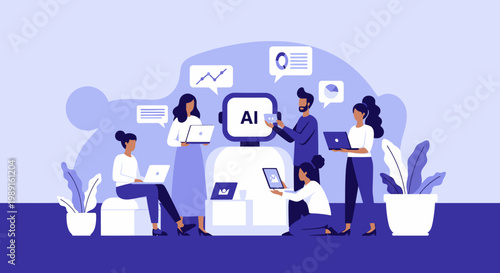 People working with AI technology.
