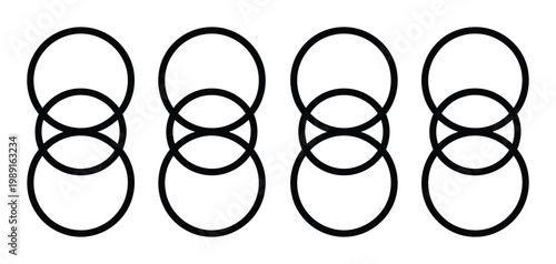 Four sets of three interconnected circles