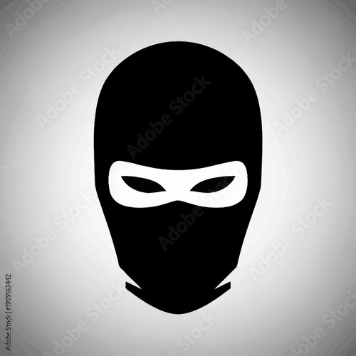 Black Balaclava Mask Icon Silhouette Representing Thief, Ninja, or SWAT Special Forces