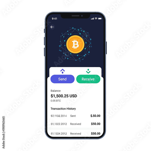 Smartphone displaying Bitcoin transaction history.