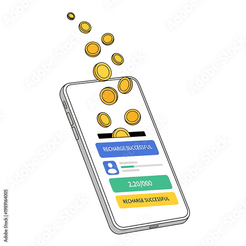 Mobile phone with coins on screen.
