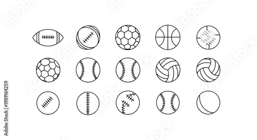 Balls sports set with various types of balls including soccer, basketball, and volleyball featuring ball, baseball, football with tennis and golf
