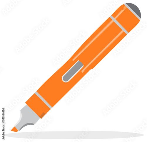 Orange highlighter pen vector illustration flat design icon for school and office supplies
