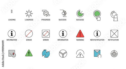 Warning signs and symbols icons.