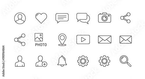 Collection of web interface icons.