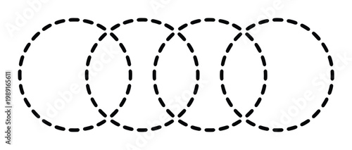 Three dashed circles side by side on a white background