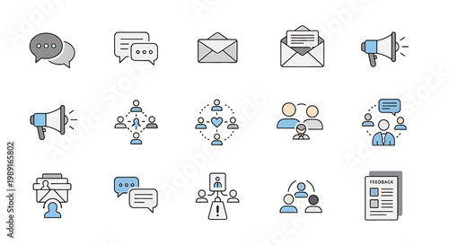 Communication Business Icons Set.