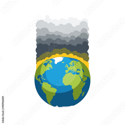 Earth Globe Layers Atmosphere Illustration.