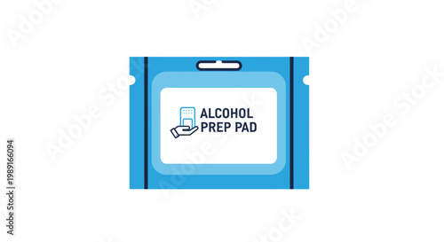 Alcohol Prep Pad Vector Illustration - Medical Disinfectant Sachet for Sterile Hygiene and First Aid