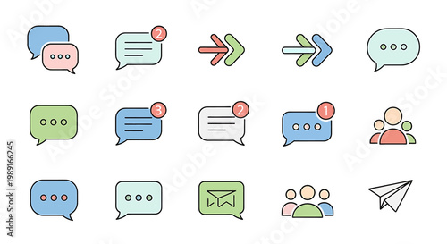 Collection of colorful chat speech bubbles.