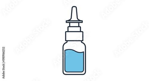 Nasal Spray Bottle Icon Illustration, Medical Spray Bottle for Allergy and Cold Relief, Vector Art Isolated on White Background