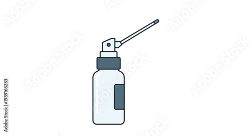 Flat Vector Illustration of a Medical Throat Spray Bottle with Long Applicator - Healthcare and Pharmacy Icon Isolated on White