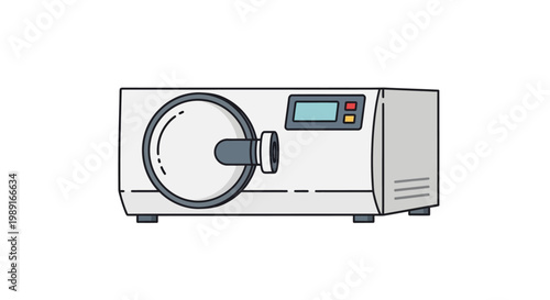 Medical Autoclave Steam Sterilizer Illustration - Professional Lab and Dental Equipment Icon