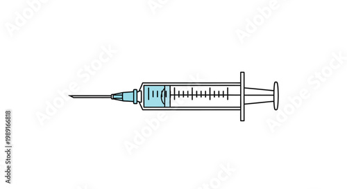 Medical Syringe with Blue Liquid Vaccine Vector Illustration - Minimalist Healthcare Icon