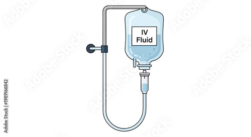 Medical IV Fluid Bag on Stand Illustration for Healthcare and Hospital Infusion Therapy