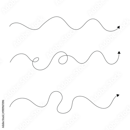 Wavy, waving, wave lines shape set of 3. Curvy, billowy, undulate lines . Vector Illustration . EPS 10 .