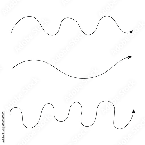 Wavy, waving, wave lines shape set of 3. Curvy, billowy, undulate lines . Vector Illustration . EPS 10 .