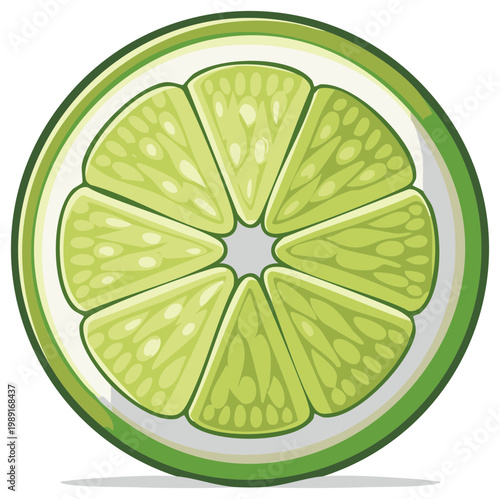 Vibrant Lime Slice with Green Zest and Juicy Pulp Detail