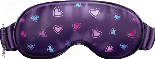 Silk sleep eye mask with heart pattern for better rest vector