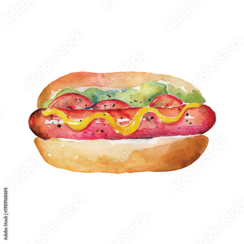 Delicious hot dog with condiments.