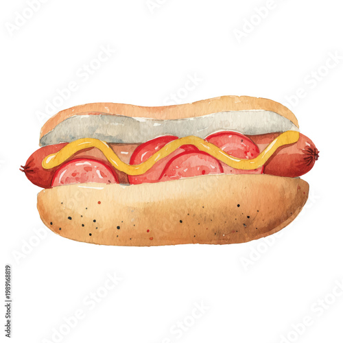 Delicious hot dog with cheese topping.