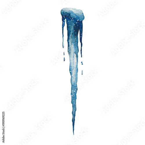 Large blue icicle melting slowly down.