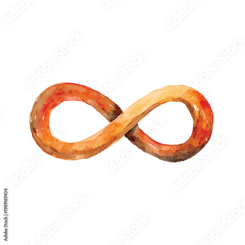 Orange infinity symbol with red accents.