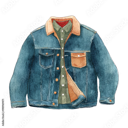 Vintage denim jacket with collar.