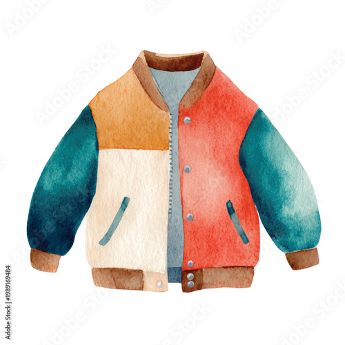 Colorful Patchwork Jacket with Zipper.