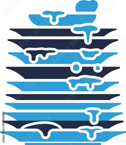 Stack of plates with water drops and stains for dishwashing or cleaning concept with wet dishes and fluid stains vector.