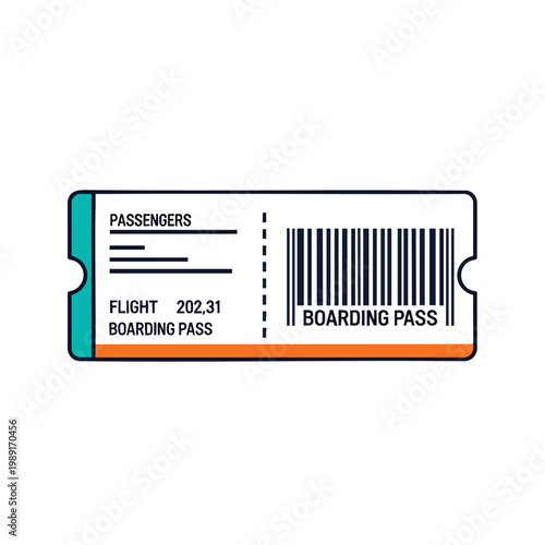 Modern Airline Boarding Pass with Barcode and Flight Details for Travel and Airport Background