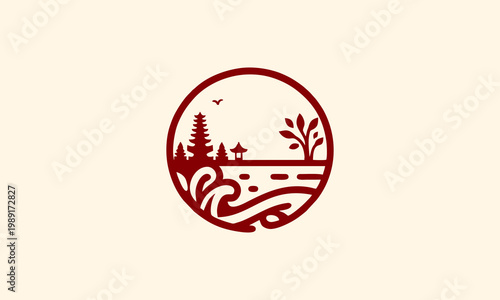 Traditional Ornamental Vector Logo Design With Ethnic Element