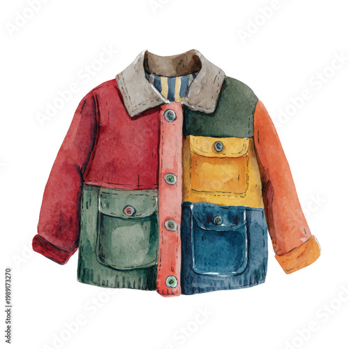 Colorful Patchwork Jacket with Pockets.