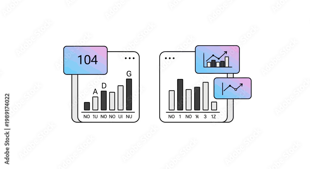 Obraz premium Data analysis and digital interface illustration with charts and graphs