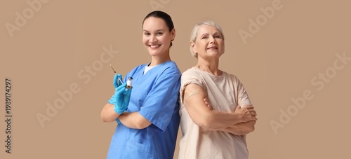 Senior woman after vaccinat...
