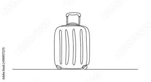 Minimalist suitcase illustration, single line drawing, travel concept, isolated on white background