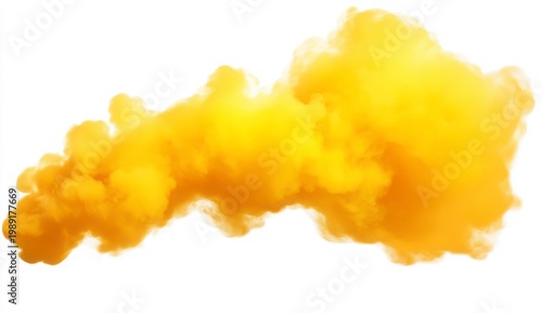 Abstract Yellow Smoke Cloud On White Backgrounds