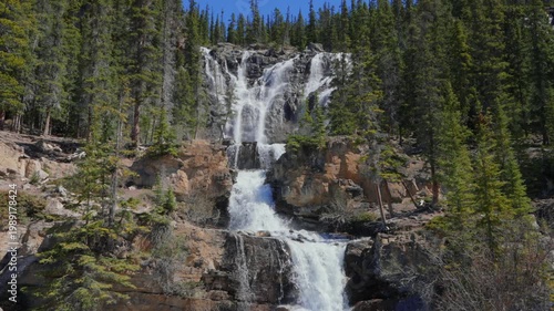 Tangle Creek Falls cascading in Jasper National Park