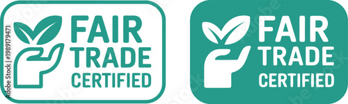 Fair Trade Certified Label Vector Icons for Ethical Sustainable Products and Packaging Design