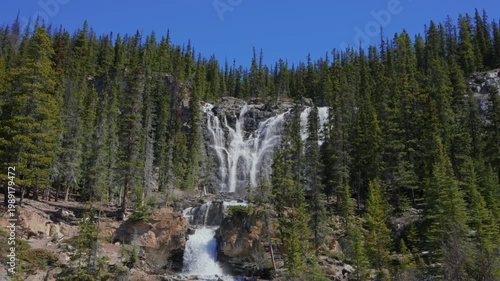 Tangle Creek Falls cascading in Jasper National Park