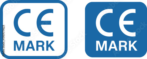 Blue CE Mark Certification Icons for Product Compliance and European Safety Standards