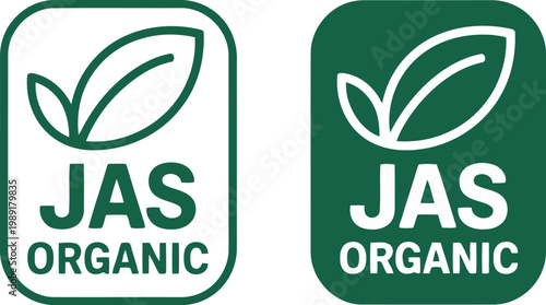 JAS Organic Certification Label Icons Vector Set for Eco-Friendly Food Packaging and Branding