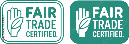 Fair Trade Certified Label Icons for Ethical Sustainable Products and Eco-Friendly Packaging Design