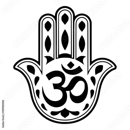 Om or Aum Indian sacred sound icon isolated on transparent background. Symbol of Buddhism and Hinduism religions. The symbol of the divine triad of Brahma, Vishnu and Shiva. Vector