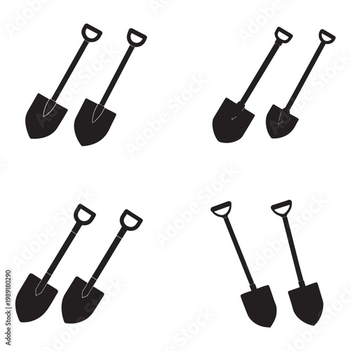 Set of shovels illustrations on white background for gardening and construction needs