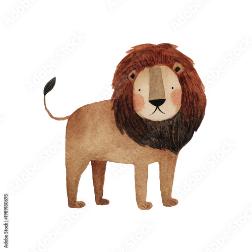 Lion with brown mane standing still.