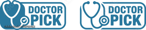 Doctor Pick medical recommendation badge with stethoscope icon for healthcare branding and certification